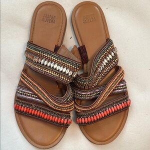 Anthropologie - rhinestone flat sandals - EUC